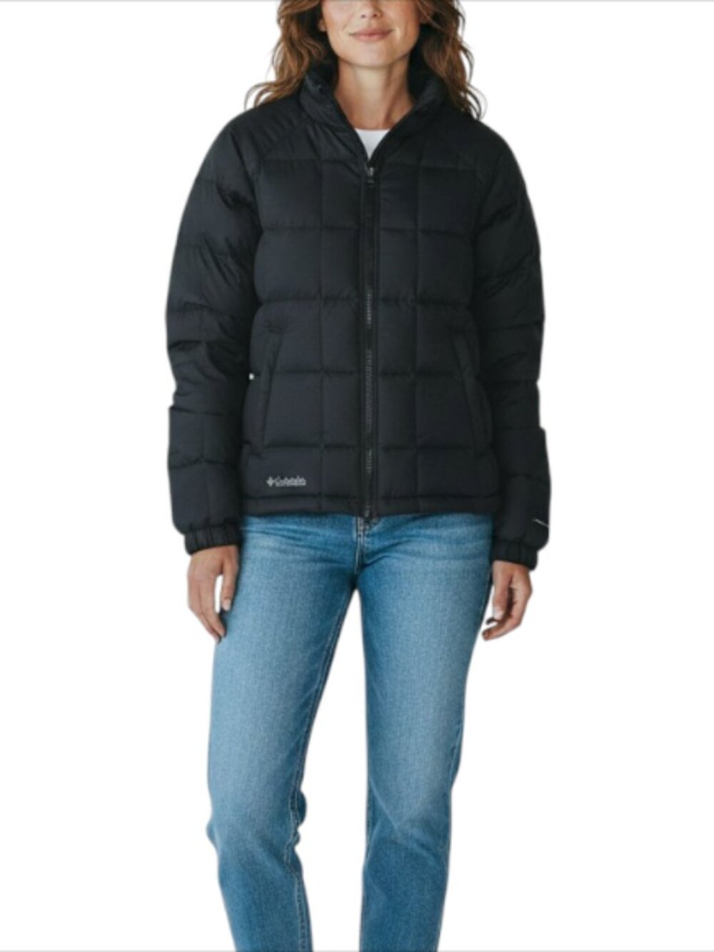 COLUMBIA Duck Down Puffer Jacket Women M Black Full Zip Light Everyday Travel